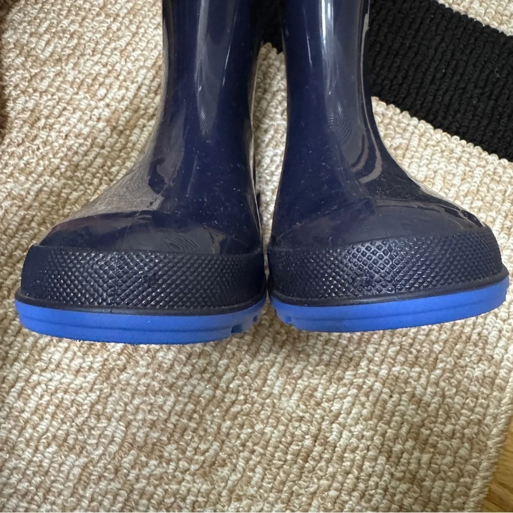 Kids Navy Blue Rain Boots with Blue Soles